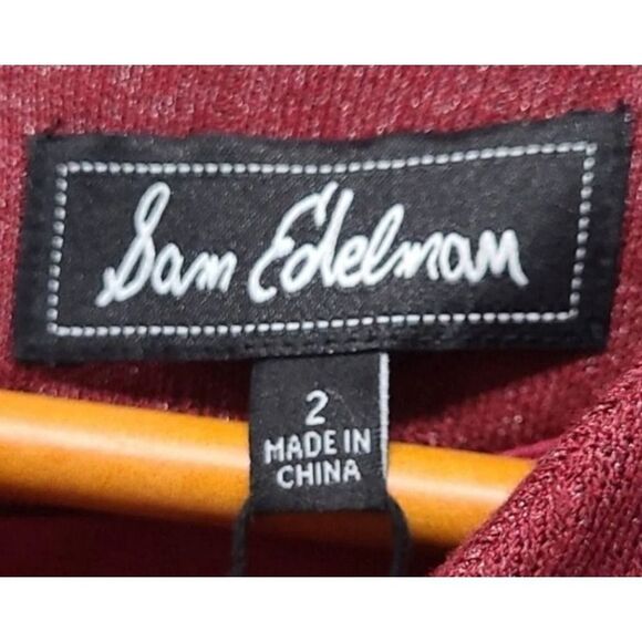 Sam Edelman Dress Ribbed Long Sleeve Bodycon Party Cocktail Maroon Size 2 NEW - Picture 6 of 7
